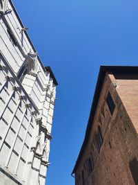 Low angle view of building against clear blue sky