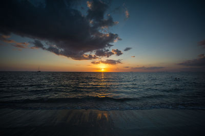 Scenic view of sea against sky during sunset