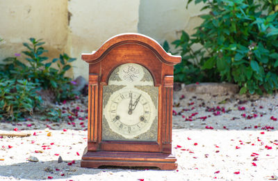 Close-up of clock on wall