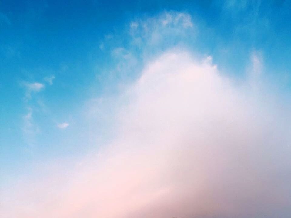 blue, sky, low angle view, cloud - sky, beauty in nature, tranquility, sky only, scenics, nature, tranquil scene, cloud, backgrounds, idyllic, cloudscape, outdoors, no people, day, cloudy, full frame, white color