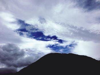 Scenic view of mountains against cloudy sky