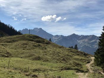 Scenic view of mountains against sky