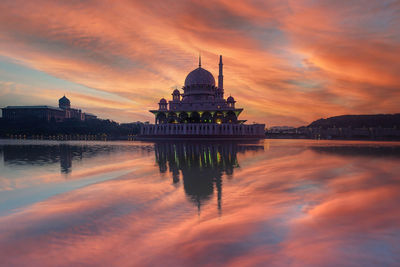 View of temple against sky during sunset