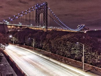 Illuminated lights at night