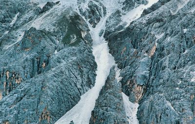 High angle view of snow on mountain