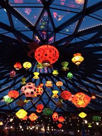 Low angle view of colorful lanterns