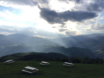 Scenic view of mountains against sky