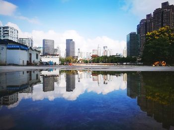 Reflection of buildings in water