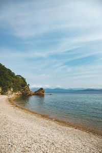 Scenic view of sea against sky. cozy sea lagoon
