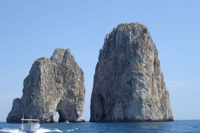 Panoramic view of sea against clear sky