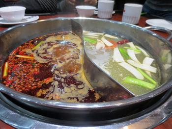 Close-up of food in plate on table