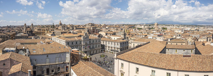  extra wide high angle view of the center of catania with università square