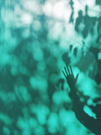 Close-up of hand swimming underwater