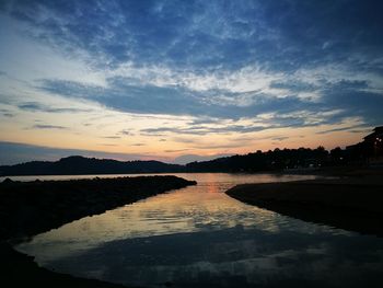 Scenic view of landscape against sky at sunset