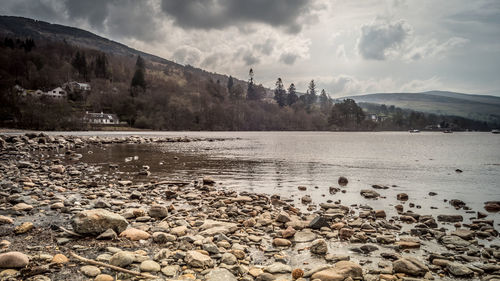 Scenic view of lake against sky