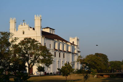 Low angle view of building against clear sky