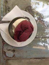 Close-up of ice cream on table