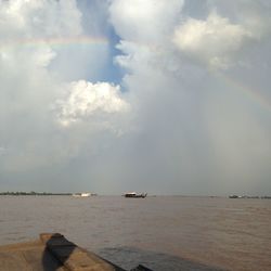 Scenic view of sea against cloudy sky