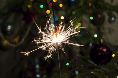 Illuminated christmas tree at night