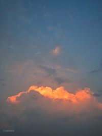 Low angle view of clouds in sky during sunset