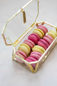 Close-up of macaroons on table