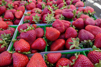 Close-up of strawberries in market