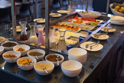 High angle view of food on table