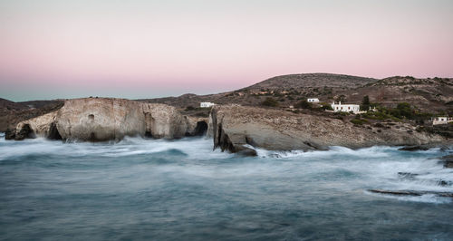 Scenic view of sea against clear sky