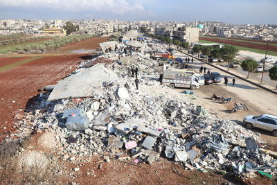 Turkey and syria earthquake. ruined houses after a strong earthquake.