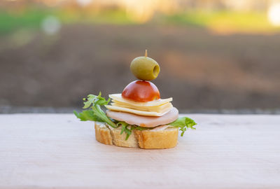 Close-up of dessert on table