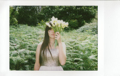 Woman holding flowers