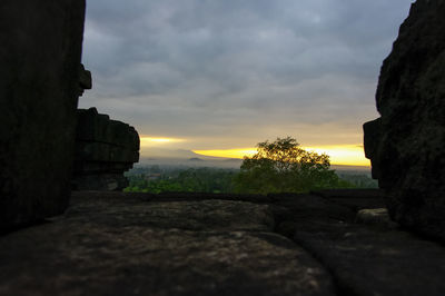 Scenic view of landscape against sky during sunset