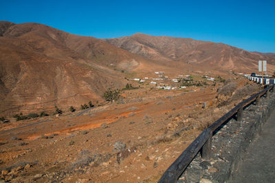 Scenic view of landscape against clear blue sky