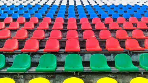 Row of multi colored chairs