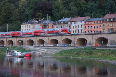 Bridge over river in town