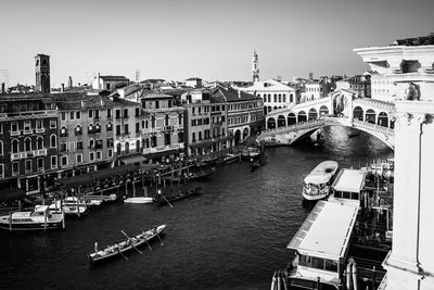 High angle view of grand canal by buildings against sky in city