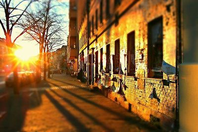 City street at sunset
