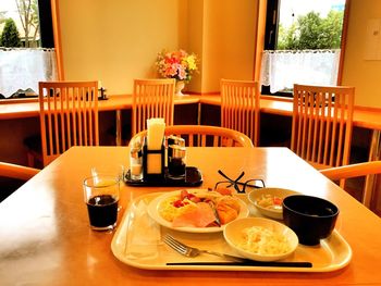 Dining table in restaurant