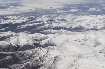 High angle view of snow covered landscape