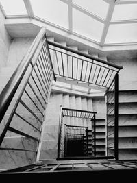 Low angle view of spiral staircase in building