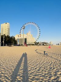 Scenic view of beach against clear sky