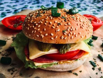 Close-up of burger
