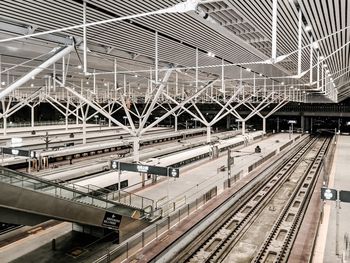 High angle view of railroad station platform