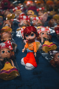 Close-up of toys on table