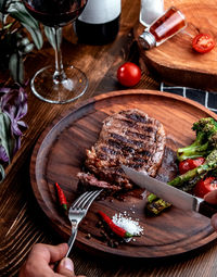 High angle view of food on table