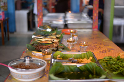 Close-up of food on table