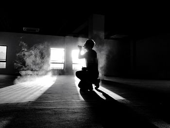 Man walking in corridor