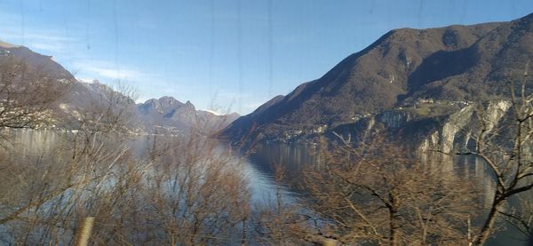 Panoramic view of mountain range against sky