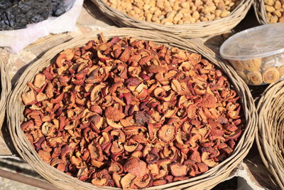 High angle view of food for sale in market