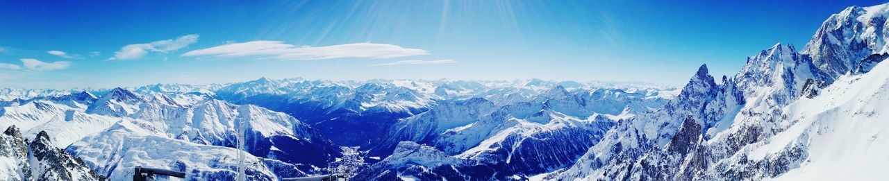 Scenic view of mountains against cloudy sky